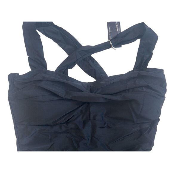 Summer Mae Women's Black Tummy Control One Piece  Lined Swim Dress Size XXL - Picture 3 of 12